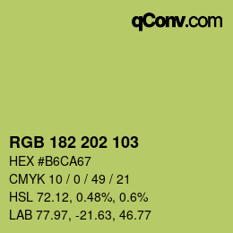 Color code: RGB 182 202 103 | qconv.com