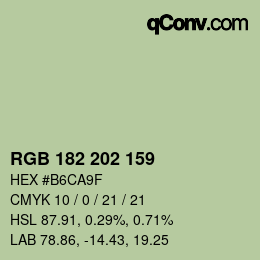 Código de color: RGB 182 202 159 | qconv.com