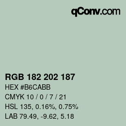 Color code: RGB 182 202 187 | qconv.com