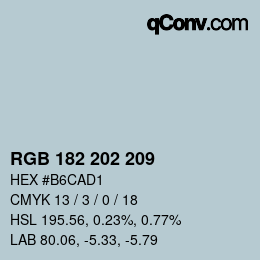 Color code: RGB 182 202 209 | qconv.com