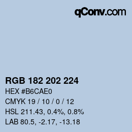 Código de color: RGB 182 202 224 | qconv.com