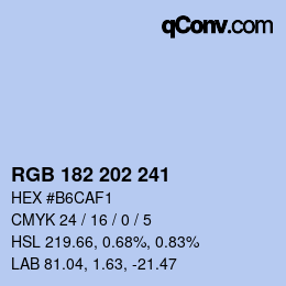 Color code: RGB 182 202 241 | qconv.com