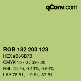 Color code: RGB 182 203 123 | qconv.com
