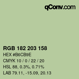 Color code: RGB 182 203 158 | qconv.com