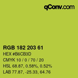 Color code: RGB 182 203 61 | qconv.com
