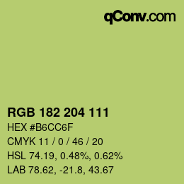 Color code: RGB 182 204 111 | qconv.com