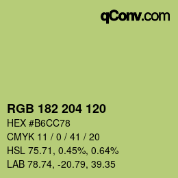 Color code: RGB 182 204 120 | qconv.com