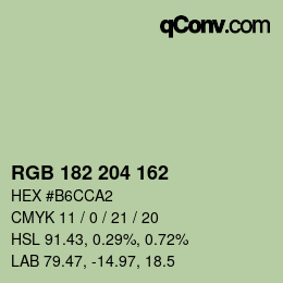 カラーコード: RGB 182 204 162 | qconv.com