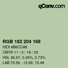 Color code: RGB 182 204 168 | qconv.com