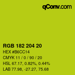 Color code: RGB 182 204 20 | qconv.com