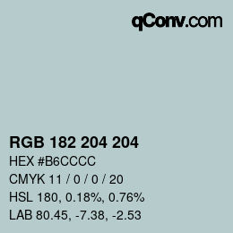 Color code: RGB 182 204 204 | qconv.com