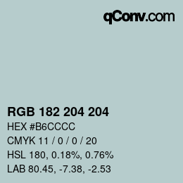 カラーコード: RGB 182 204 204 | qconv.com