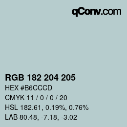 Color code: RGB 182 204 205 | qconv.com