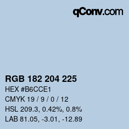 Código de color: RGB 182 204 225 | qconv.com