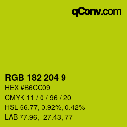 Color code: RGB 182 204 9 | qconv.com