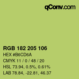 Color code: RGB 182 205 106 | qconv.com
