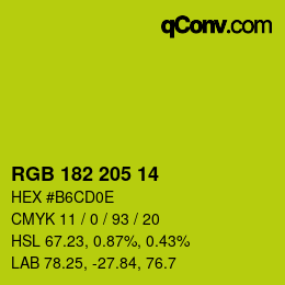 Color code: RGB 182 205 14 | qconv.com