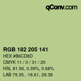 カラーコード: RGB 182 205 141 | qconv.com