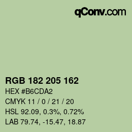 Color code: RGB 182 205 162 | qconv.com