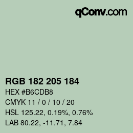 Color code: RGB 182 205 184 | qconv.com