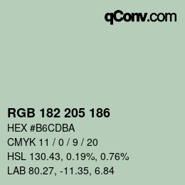 Color code: RGB 182 205 186 | qconv.com