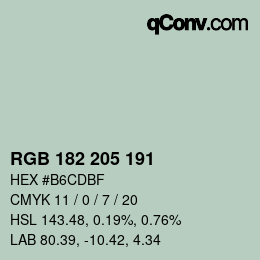 Color code: RGB 182 205 191 | qconv.com