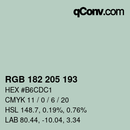 Color code: RGB 182 205 193 | qconv.com