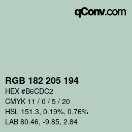 Color code: RGB 182 205 194 | qconv.com