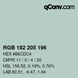 Color code: RGB 182 205 196 | qconv.com