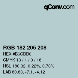 Farbcode: RGB 182 205 208 | qconv.com