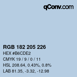 カラーコード: RGB 182 205 226 | qconv.com