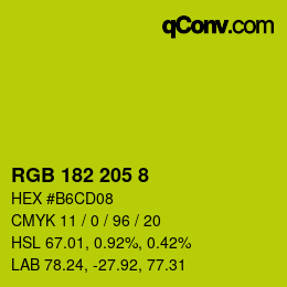 カラーコード: RGB 182 205 8 | qconv.com