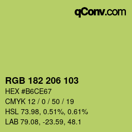 Color code: RGB 182 206 103 | qconv.com