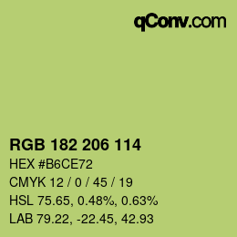 Color code: RGB 182 206 114 | qconv.com