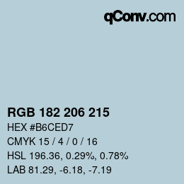 Color code: RGB 182 206 215 | qconv.com