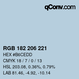 Color code: RGB 182 206 221 | qconv.com
