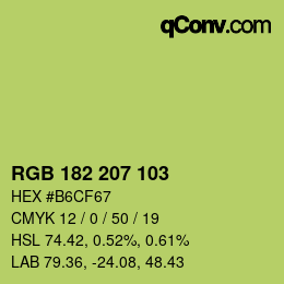 Color code: RGB 182 207 103 | qconv.com