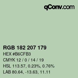 Color code: RGB 182 207 179 | qconv.com