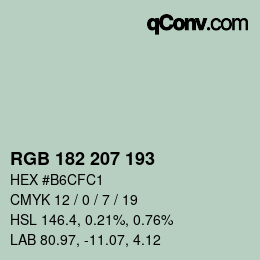 Color code: RGB 182 207 193 | qconv.com