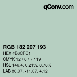 カラーコード: RGB 182 207 193 | qconv.com