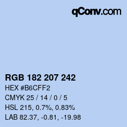 Color code: RGB 182 207 242 | qconv.com