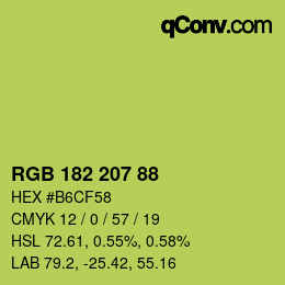 Color code: RGB 182 207 88 | qconv.com