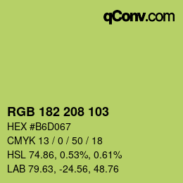 カラーコード: RGB 182 208 103 | qconv.com