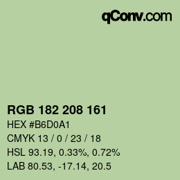 カラーコード: RGB 182 208 161 | qconv.com