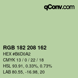 Color code: RGB 182 208 162 | qconv.com
