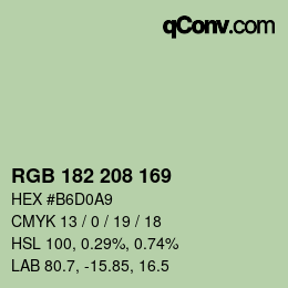 Color code: RGB 182 208 169 | qconv.com
