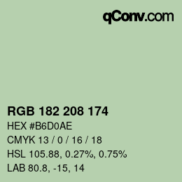 Color code: RGB 182 208 174 | qconv.com