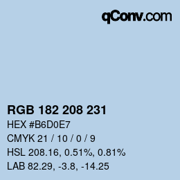 Color code: RGB 182 208 231 | qconv.com