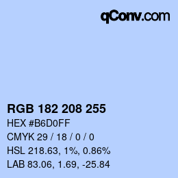 颜色代码: RGB 182 208 255 | qconv.com