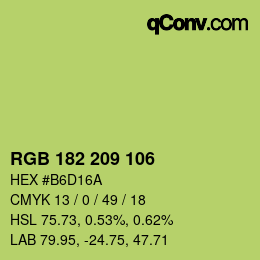 Color code: RGB 182 209 106 | qconv.com